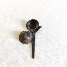 19c Vintage Primitive Iron Handmade Kohl Maker Oil Lamp Collectible Rare T396