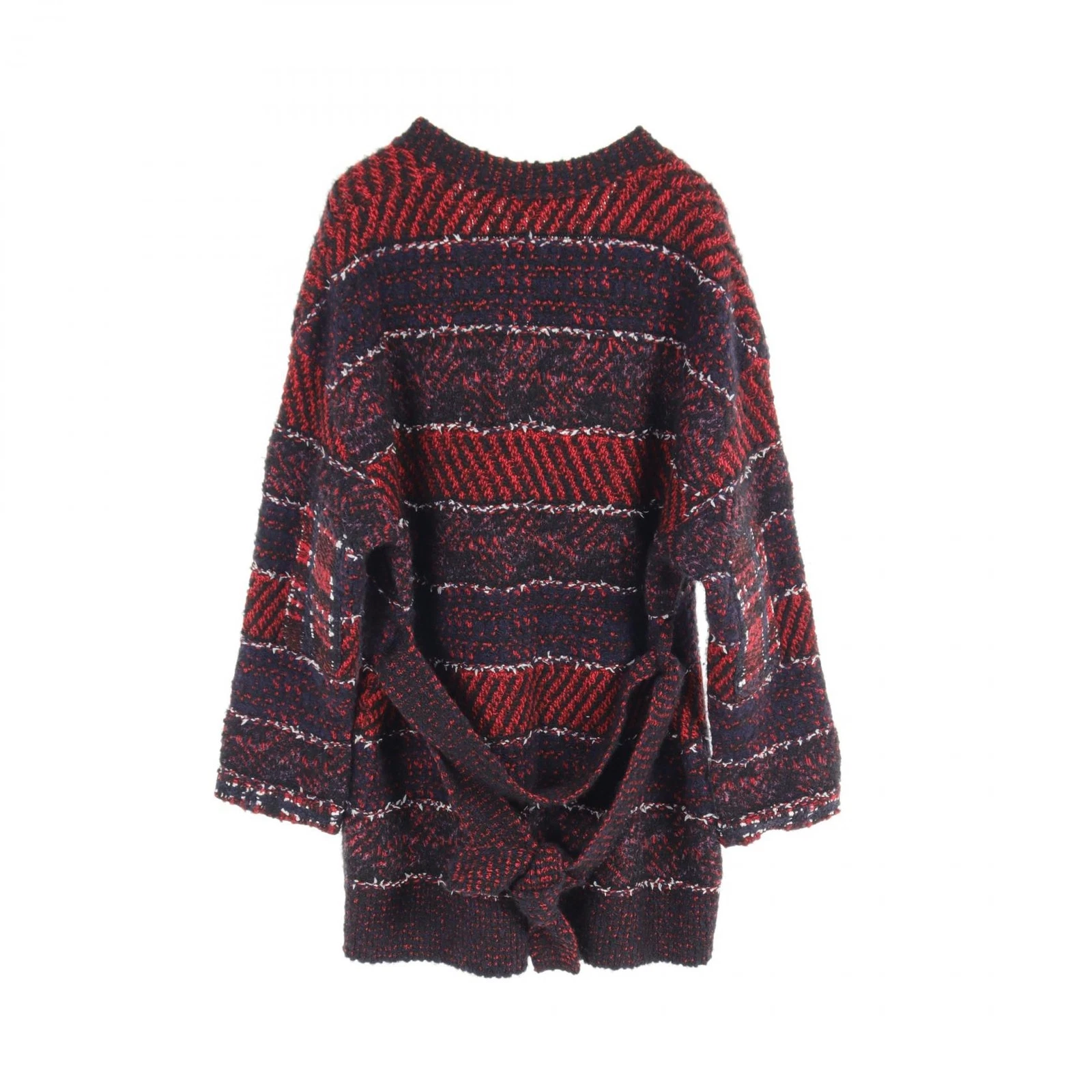 CHANEL cardigan maglia giacca P75706 cashmere lana nero rosso usato donnaa ta