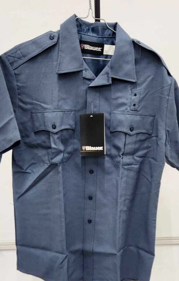 Nueva Camisa Uniforme de Policía Ley de Clase Azul - Manga Corta - Azul Francés 8610-5 Foto 3 de 4