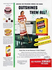 1949 SIMONIZ KITCHEN FLOOR WAX Genuine Vintage Print Ad Polish Cleaner