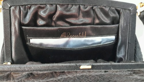 Borsa Harry Rosenfeld Broccato Nero Velluto Satinato Oro Diamante Pietra Turchese - Foto 4 di 12
