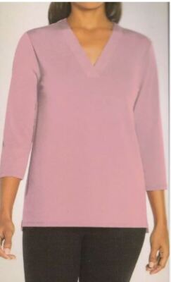 Banana Republic Women's V-Neck 3/4 Sleeve Lightweight Stretch Top, Pink Medium