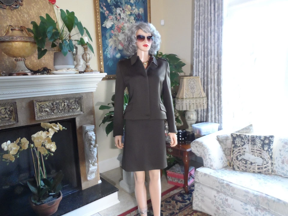 Traje Falda Gianni Versace Couture Marrón Chocolate Talla IT 44-US 8 Foto 2 de 4