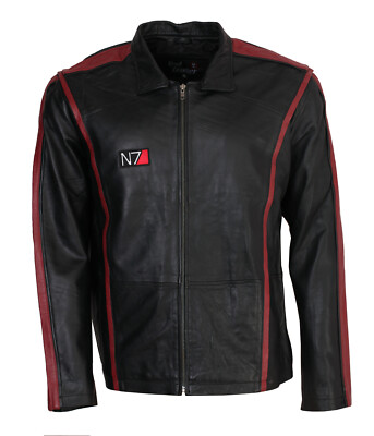 MASS EFFECT 3 N7 JACKET COMMANDER SHEPARD STYLISH GENUINE & FAUX LEATHER JACKET