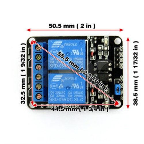 2-Channel 24V Relay Module Coupling Optocoupler High Trigger For MCU Arduino - Picture 3 of 5