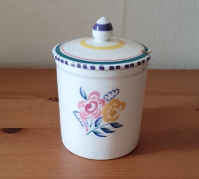 Poole Keramik Einkochtopf/Marmeladentopf mit Deckel traditionelles Muster. Nr. 286