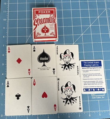 Streamline Poker Card Deck, Plastic Coated, Smooth Finish, Complete W/ 2 Jokers