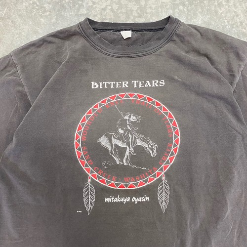 Camiseta de Colección Años 90 Negra Descolorida Rastro de Lágrimas Nativa Navajo Puntada Única EE. UU. Arte - Imagen 2 de 4