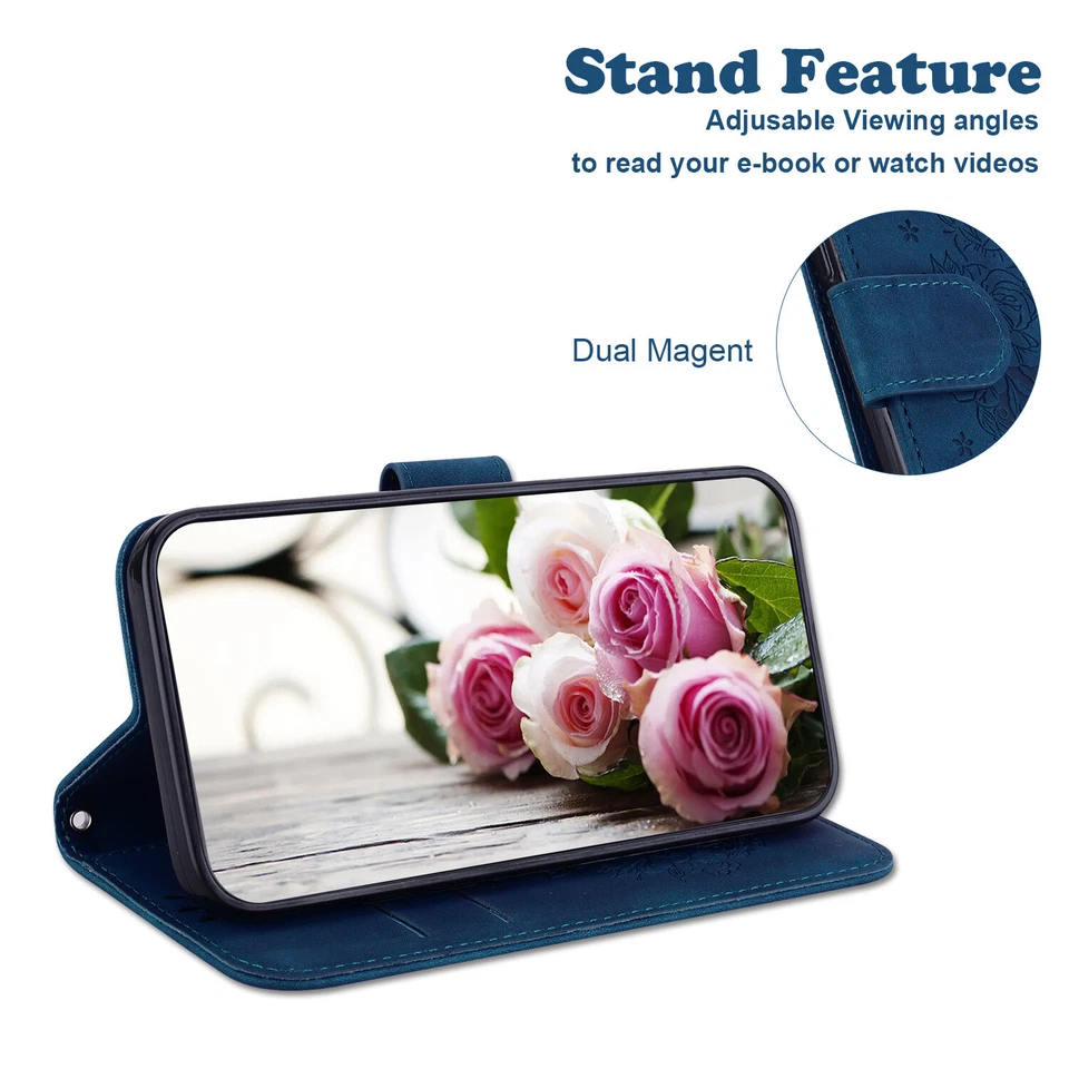For ZTE V40 Vita A7S Blade A72 A52 Flip Stand Printing Rose Butterfly Phone Case - Image 3 of 4