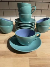 Lindt Stymeist Colorways Cup and Saucer Green Blue Excellent Condition
