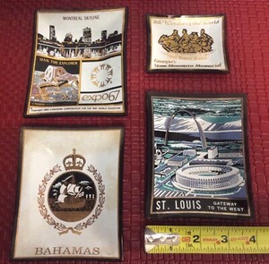 Memorial to Montreal Expo 67 Souvenir Glass Tray Lot of 4