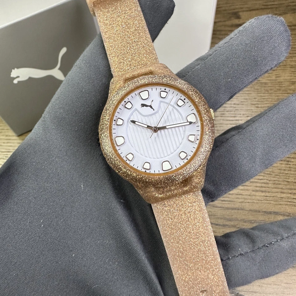 NEW✅ PUMA Women Reset V1 Pink Glitter Silicone Women's Watch P1002 $95 - image 3 of 4