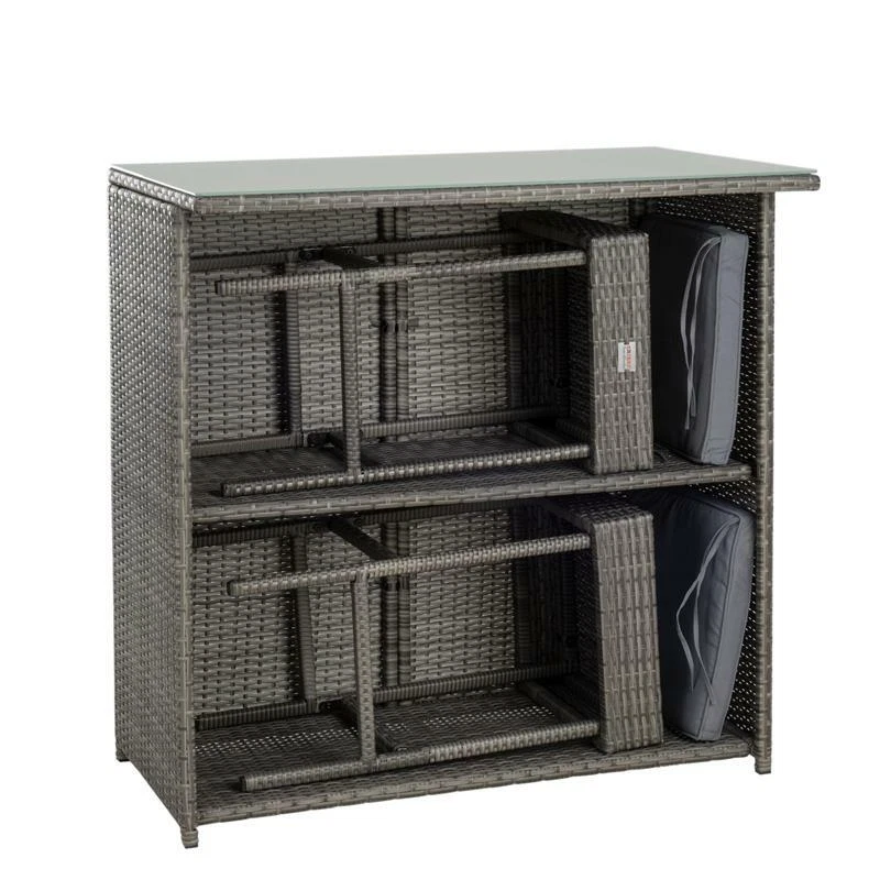 Barset Bartisch Stehtisch Barhocker Bar-Stuhl Set Rattan Polyrattan Sitzgruppe - Bild 3 von 4