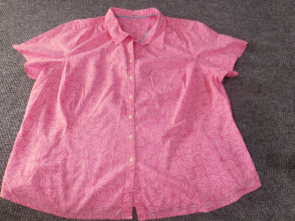 Blusa Izod Mujer 3XL XXXL Rosa Floral Costera Botones Top Informal Foto 2 de 4