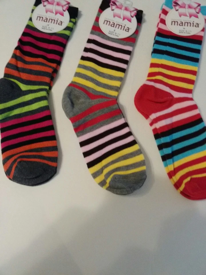 Lady's/Girls Stripped Colorful Thin,soft&stretchy Crew Socks Size 9_11 - Image 2 of 3