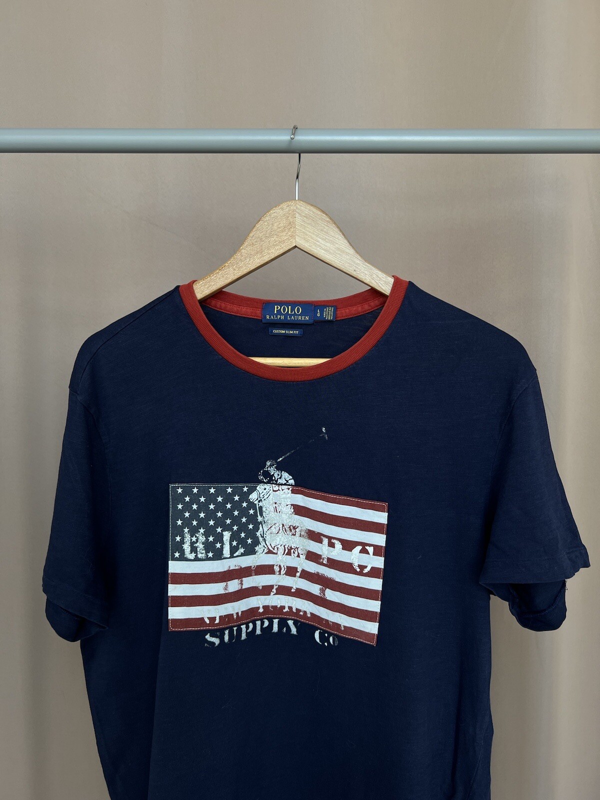 Polo Ralph Lauren Custom Slim Fit Big Logo T-Shirt Size L USA