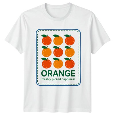 Orange frisch gepflückt Glück Obst Essen Herren T-Shirt Damen Tee Grafik Top