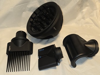 Dyson Supersonic Nural Hair Dryer Attachments 4pc Set OEM Black Diffuser Comb
