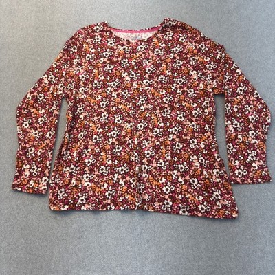 Croft Barrow Shirt Womens 1X Floral Long Sleeve Vibrant Crew Neck Ditsy