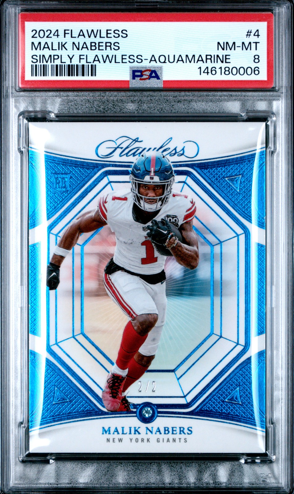 Malik Nabers Panini Flawless Simply Flawless #4 Aquamarine