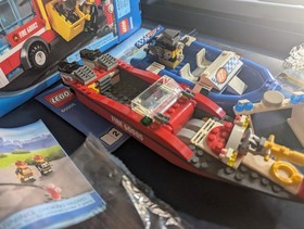 LEGO City Fire Boat 60005, Fire Truck 60002, Speed boat 4641 Complete Sets 