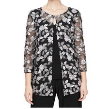 Alex Evenings Women's 2-Pc. Embellished Jacket  Shell Set 6020 S NWT