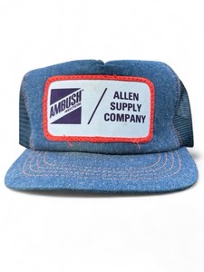 Vtg. Rare Ambush Insecticide Allen Supply Blue Denim Hat USA Patch Trucker