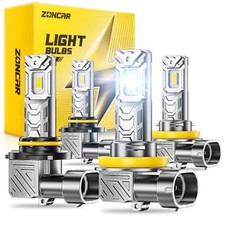 9005 H11 Fog Light Bulbs Combo, 10X Brighter 120000LM 6500K White 9005 H11 4