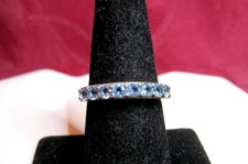 925 STERLING SILVER BLUE STONE TOPAZ ANNIVERSARY RING SIZE 8