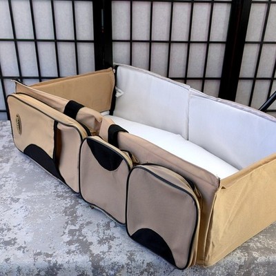 Boxum Baby Travel Bassinet Portable Crib Diaper Bag Organizer Khaki Black