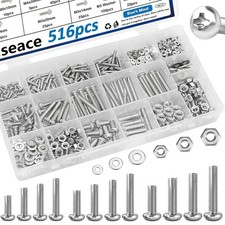smseace 516Pcs Nuts and Bolts Assortment Kit 21-Sizes M3/M4/M5/M6 Nut Bolt Washe
