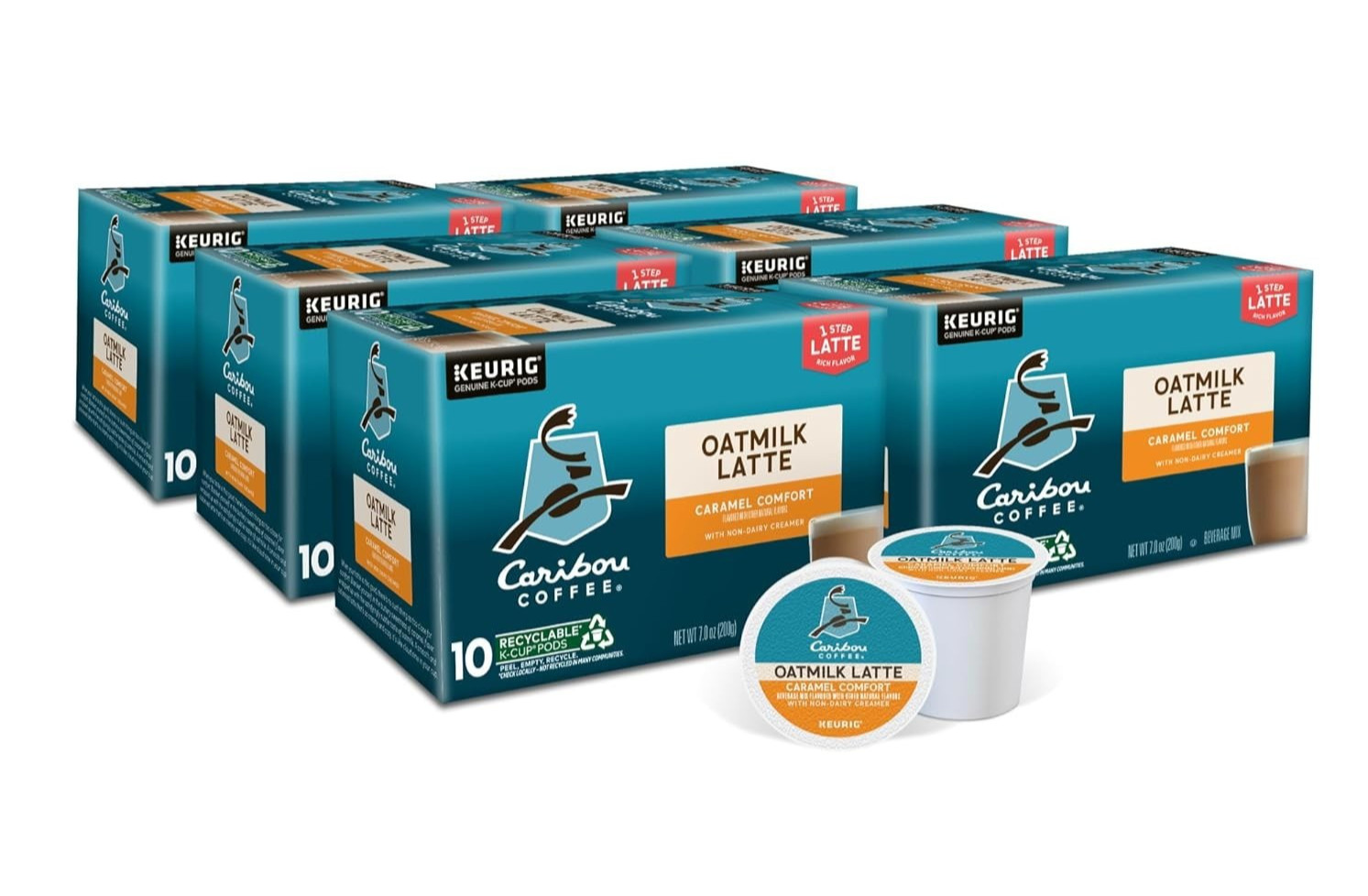 Caribou Coffee Caramel Comfort Oatmilk Latte K Cup Pods 120 Count old stock