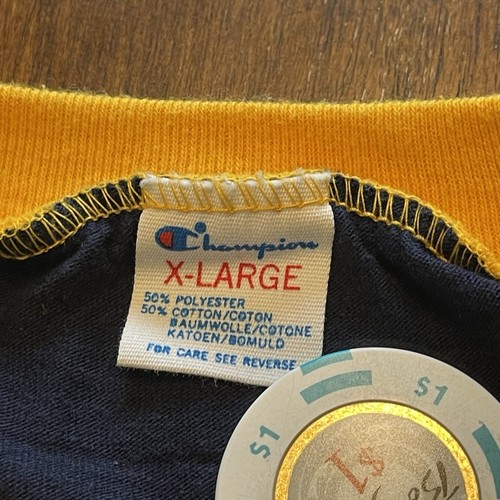 vintage 70s UConn Connecticut CHAMPION Ringer t-shirt COLLEGE XL Rare - Picture 5 of 7