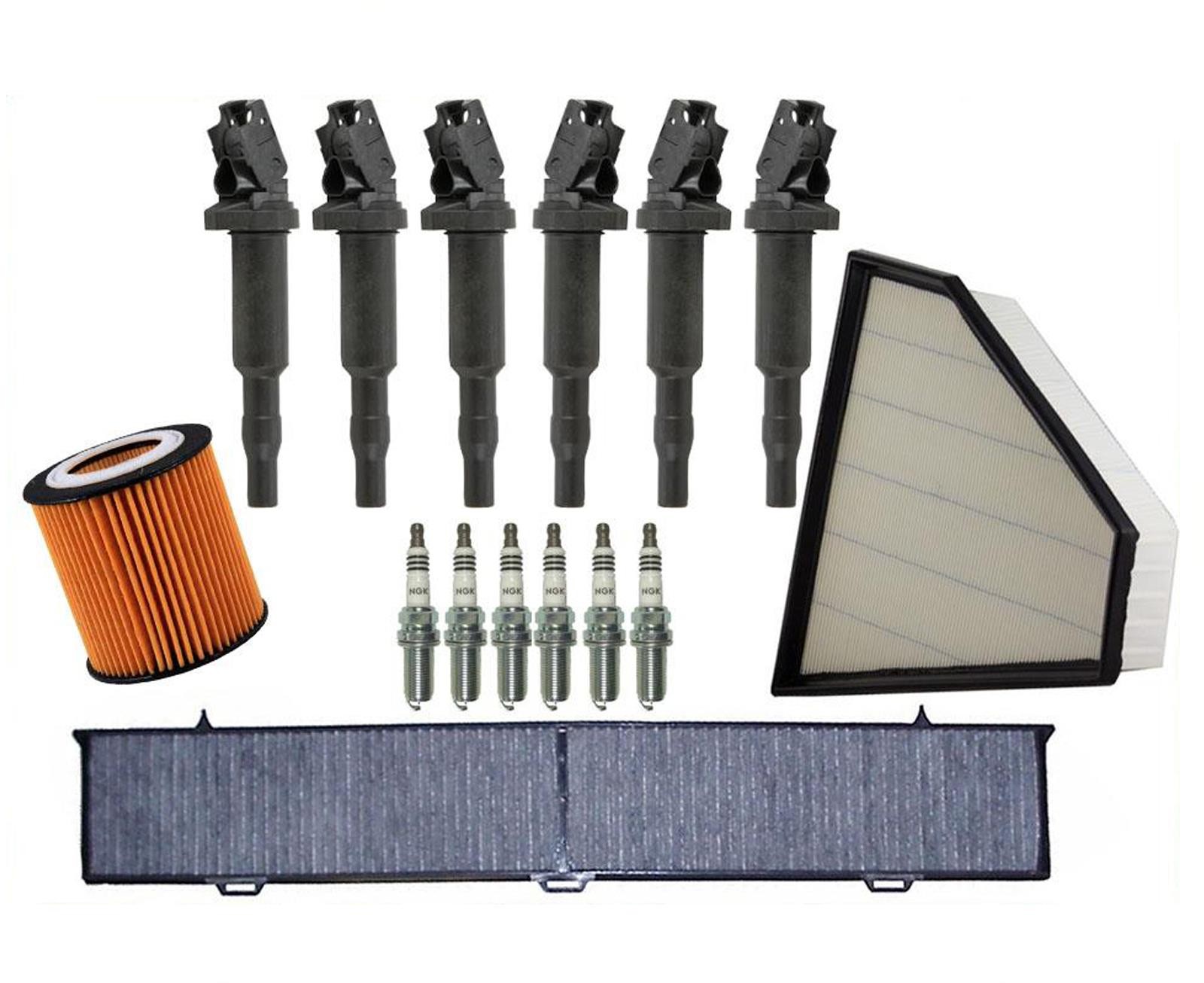 6 Ignition Coils  NGK Plugs Air Oil Filter Cabin Air for BMW 3.0L 328i 07-09