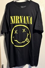 Nirvana T Shirt Smiley Face Blue Graphic Print Short Sleeve Mens Large L