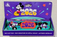 2026 Disney Parks Mickey and Minnie Mouse Die-Cast Bus NEW 
