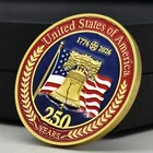 USA 250th Anniversary Golden Coin – Liberty Bell & Flag Commemorative Medal