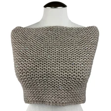 Lafayette 148 New York Knit Cowl Neck Warmer Alpaca Camel Blend Sequin Detail