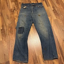 Vintage 50s Selvage Denim Carpenter Pants White Line Selvedge Talon Zip USA  