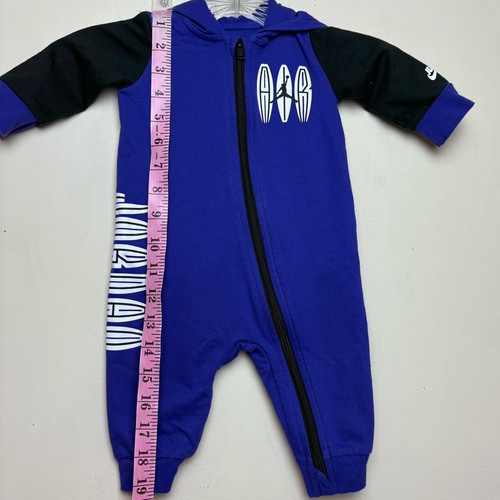 Jordan MJ MVP Baby Full-Zip Purple Black Hooded Coverall Jumpsuit 3-6 Months - Picture 10 of 11