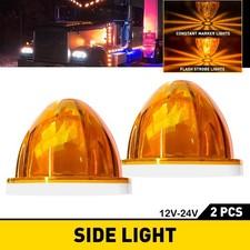2pcs Led Watermelon Lights Amber Flash For Truck Trailer Round Side Marker Lamps