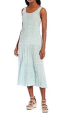 NWT 378 Eileen Fisher Crushed Silk Tiered Full Dress Cleanwater XXS