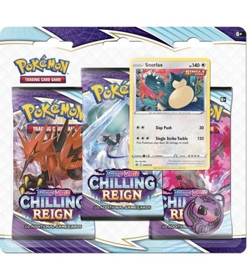 Pokémon Chilling Reign 3-Pack Blister Snorlax ENG OVP SEALED