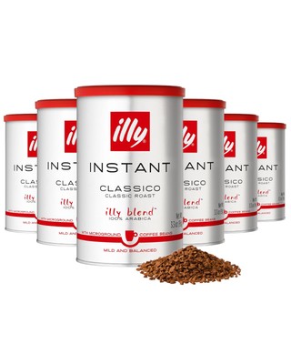 illy Instant Coffee, Classico Medium Roast, 100% 3.3 Ounce (Pack of 6) 
