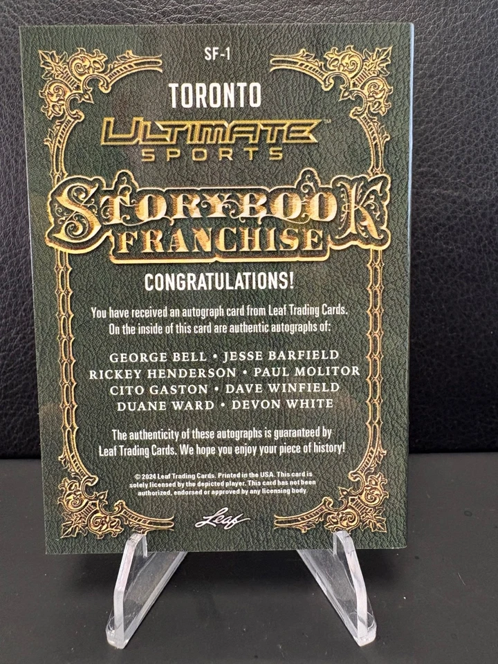 1 2024 Leaf  Storybook Toronto Blue Jays 1/5! Henderson Molitor Gaston Ward Bell - Image 3 of 3