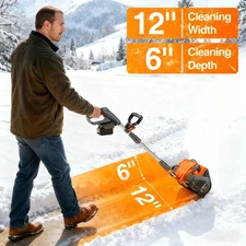 Taskstar 20V Cordless Snow Shovel 23Ft w/ LED Light & 2 Batteries