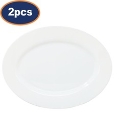 Platter Serving Plate 34.5cm White Oval Glass Zenix Intensity Dinnerware 2Pcs