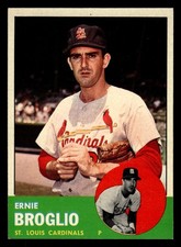 1963 Topps Ernie Broglio #313 St. Louis Cardinals HIGH GRADE NO CREASES BEAUTY!