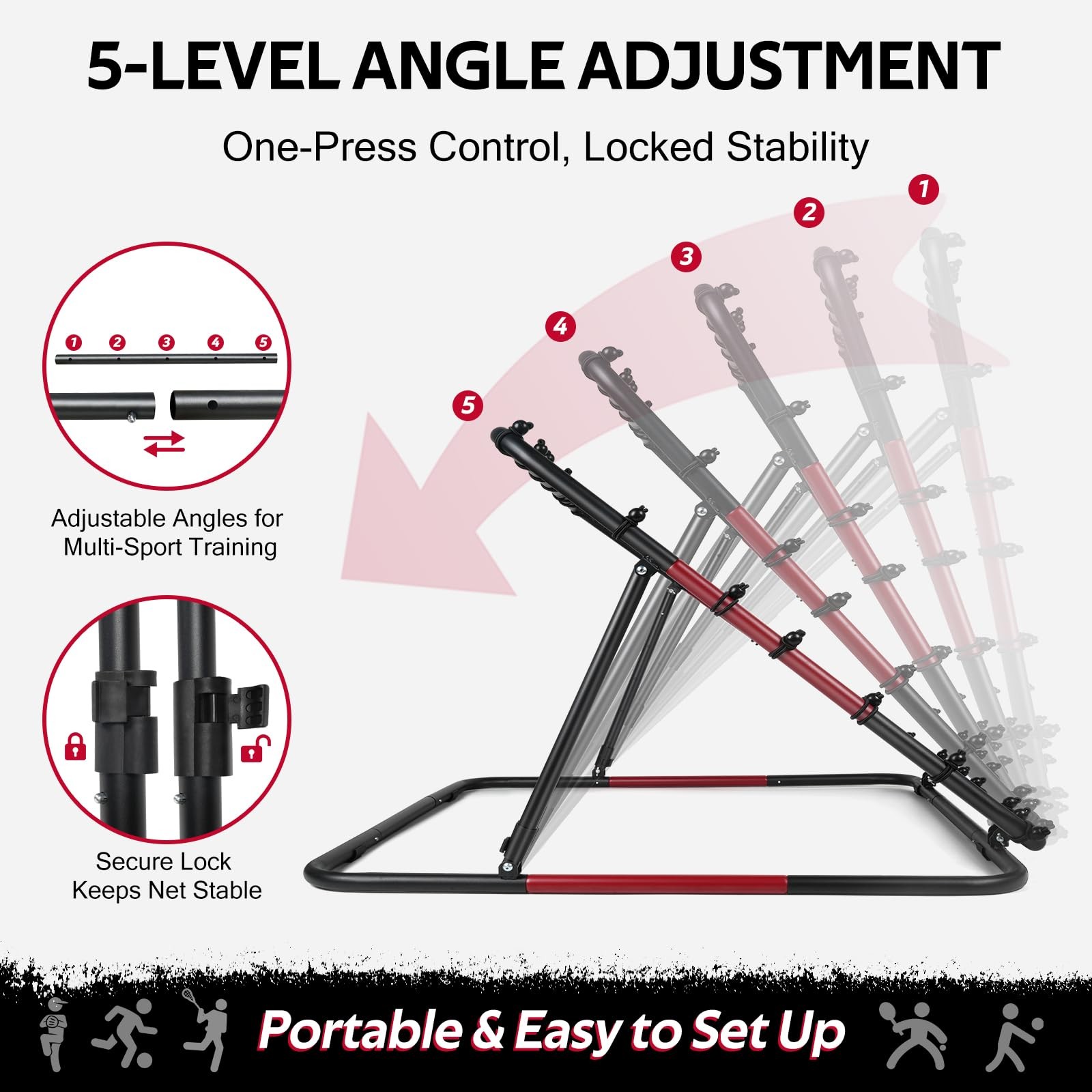 Volleyball Rebounder Net 40"x40" – Adjustable Angles Bounce Back Training Equ...