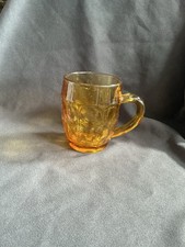 Vintage Amber Glass Dimple Half Pint Tankard British Made Pressed Glass Retro